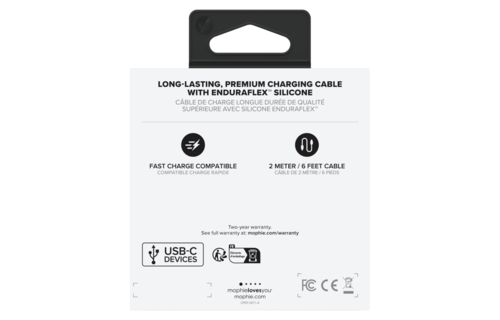 Mophie Charge Stream USB-C to USB-C 60W Cable 6ft/2m - Black