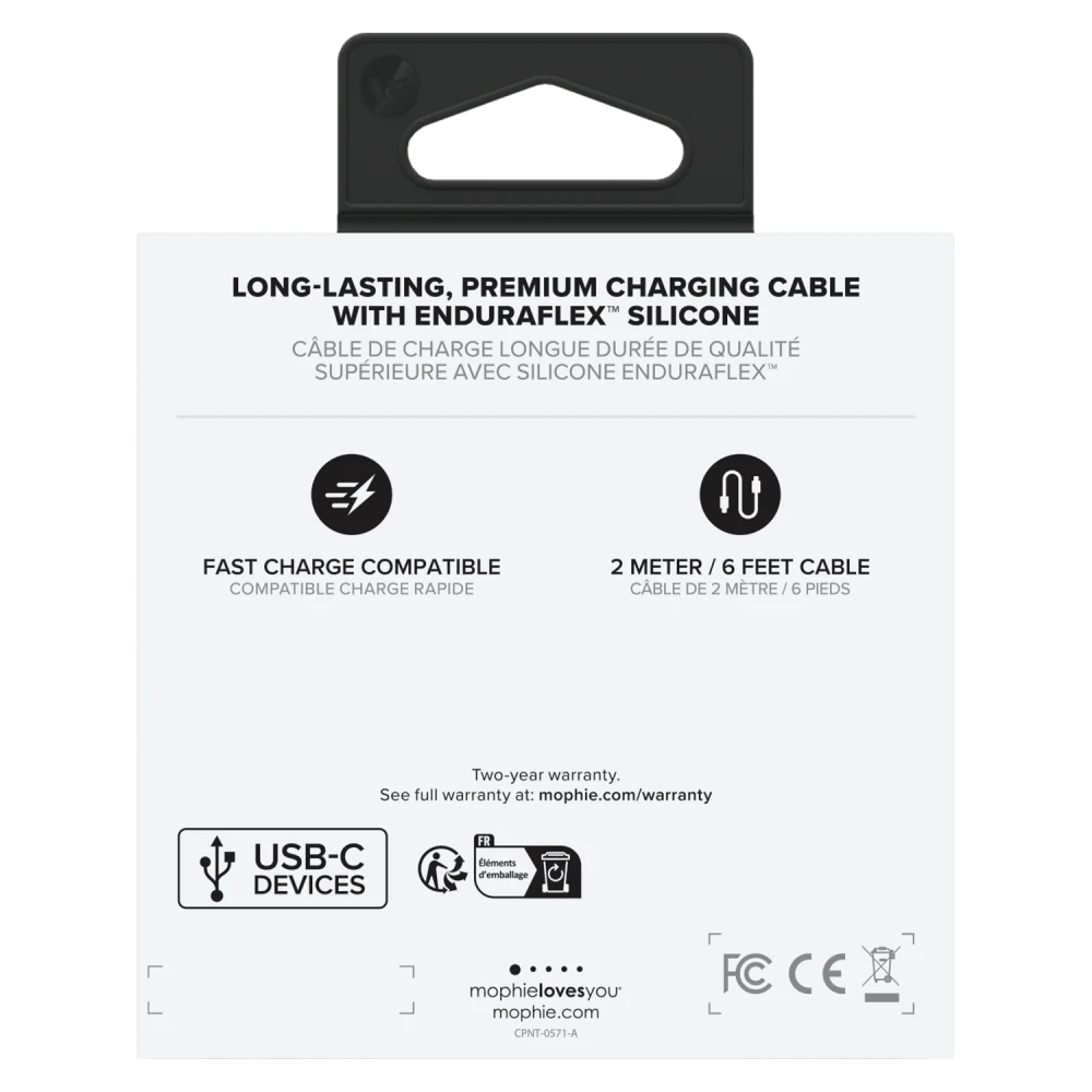 Mophie Charge Stream USB-C to USB-C 60W Cable 6ft/2m - Black