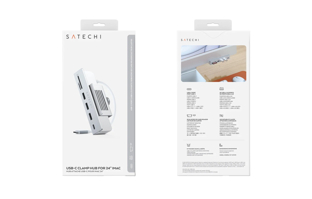 Satechi USB C Clamp Hub for Apple iMac 24inch - Silver
