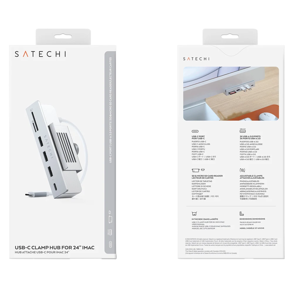 Satechi USB C Clamp Hub for Apple iMac 24inch - Silver