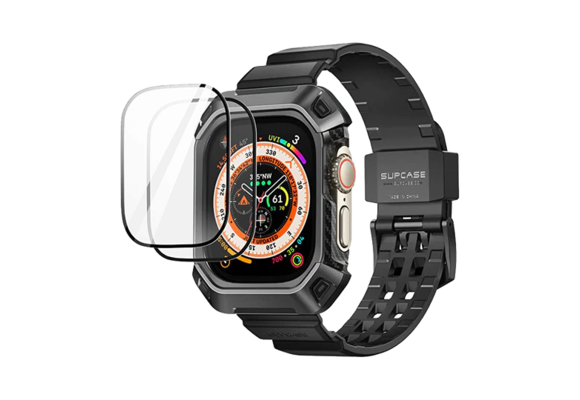 Supcase Unicorn Beetle Pro Rugged Protective Case with Strap Bands and Screen Protector for Apple Watch Ultra 49mm - Black