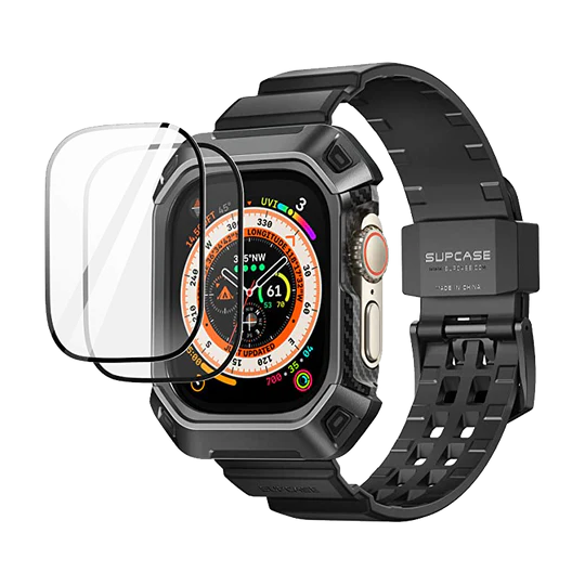 Supcase Unicorn Beetle Pro Rugged Protective Case with Strap Bands and Screen Protector for Apple Watch Ultra 49mm - Black