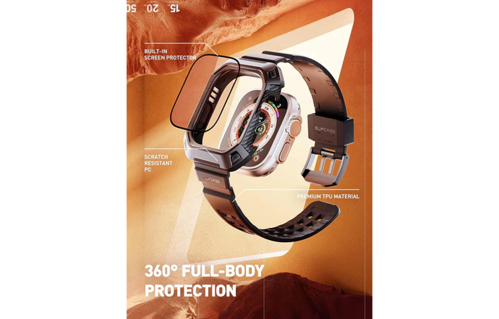 Supcase Unicorn Beetle Pro Rugged Protective Case with Strap Bands and Screen Protector for Apple Watch Ultra 49mm - Black