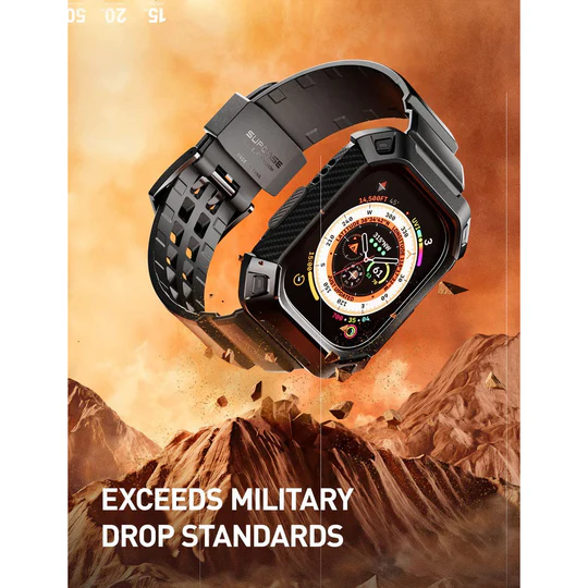 Supcase Unicorn Beetle Pro Rugged Protective Case with Strap Bands and Screen Protector for Apple Watch Ultra 49mm - Black