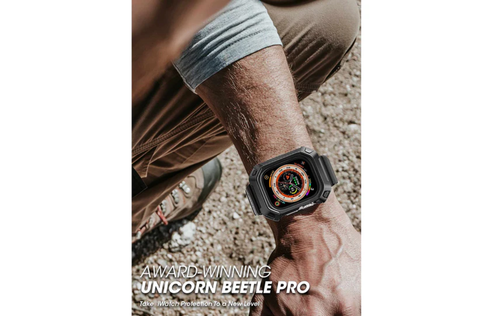 Supcase Unicorn Beetle Pro Rugged Protective Case with Strap Bands and Screen Protector for Apple Watch Ultra 49mm - Black