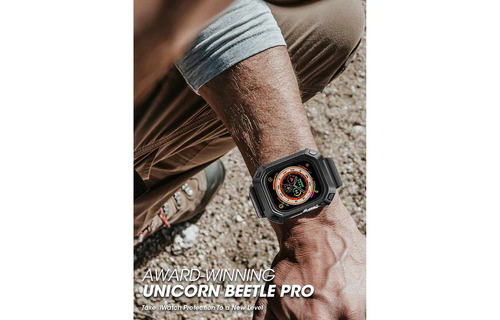 Supcase Unicorn Beetle Pro Rugged Protective Case with Strap Bands and Screen Protector for Apple Watch Ultra 49mm - Black