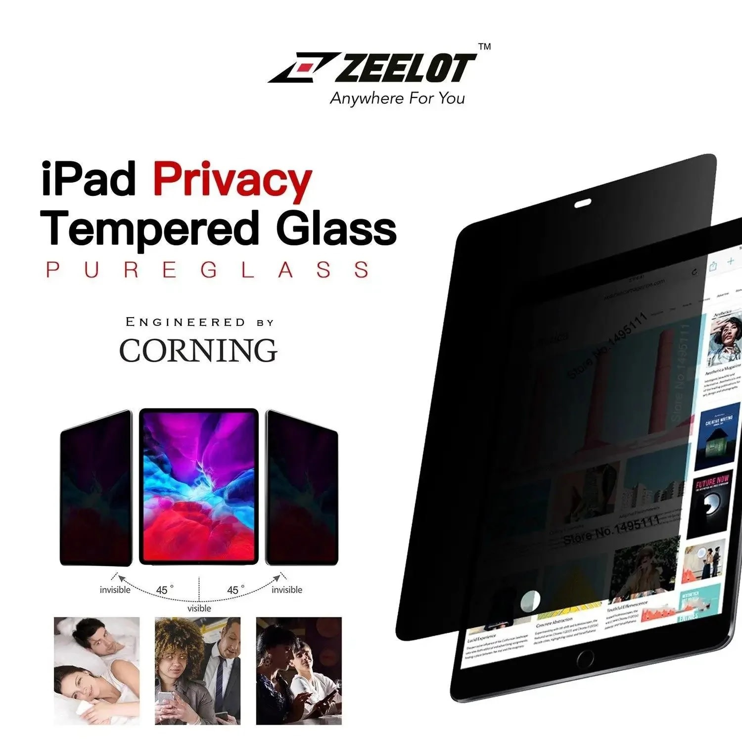 Zeelot Solidsleek Screen Protector for iPad Air 6 11" 2024 - Privacy