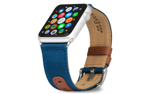 Evutec Northill Apple Watch Band 42/44/45/46/49mm - Blue/Saddle