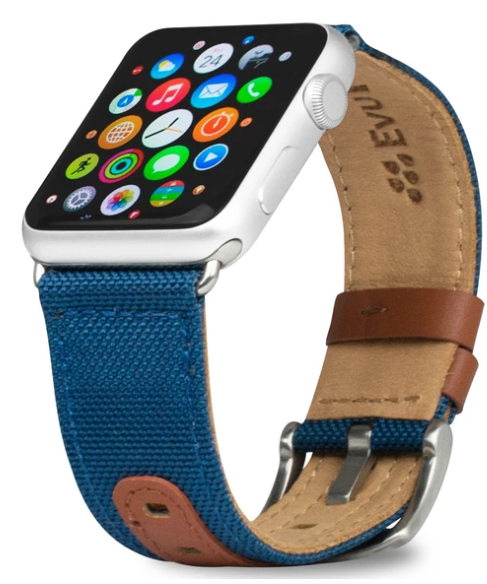 Evutec Northill Apple Watch Band 42/44/45/46/49mm - Blue/Saddle
