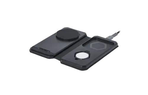 UAG Srge MagSafe Foldable 3-in-1 Travel Desktop Wireless Charger with Adapter Cable and Travel Case - Black/Grey