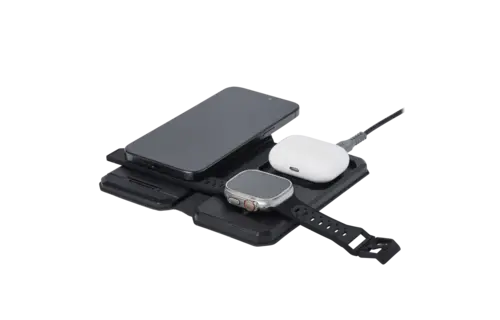 UAG Srge MagSafe Foldable 3-in-1 Travel Desktop Wireless Charger with Adapter Cable and Travel Case - Black/Grey