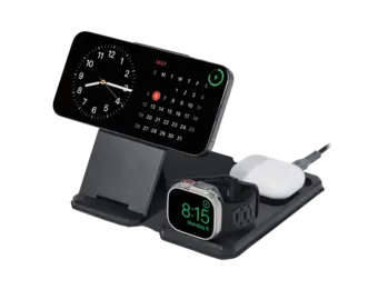 UAG Srge MagSafe Foldable 3-in-1 Travel Desktop Wireless Charger with Adapter Cable and Travel Case - Black/Grey