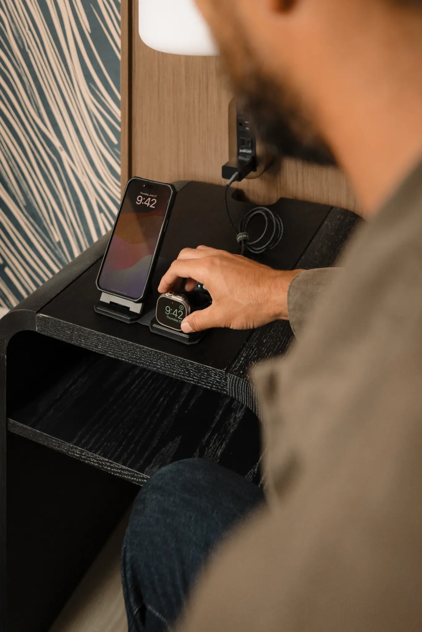 UAG Srge MagSafe Foldable 3-in-1 Travel Desktop Wireless Charger with Adapter Cable and Travel Case - Black/Grey