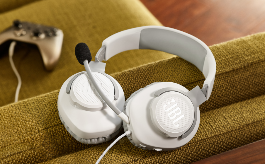 JBL Quantum 100 Wired Over-Ear Gaming Headset With Flip-Up Mic - White
