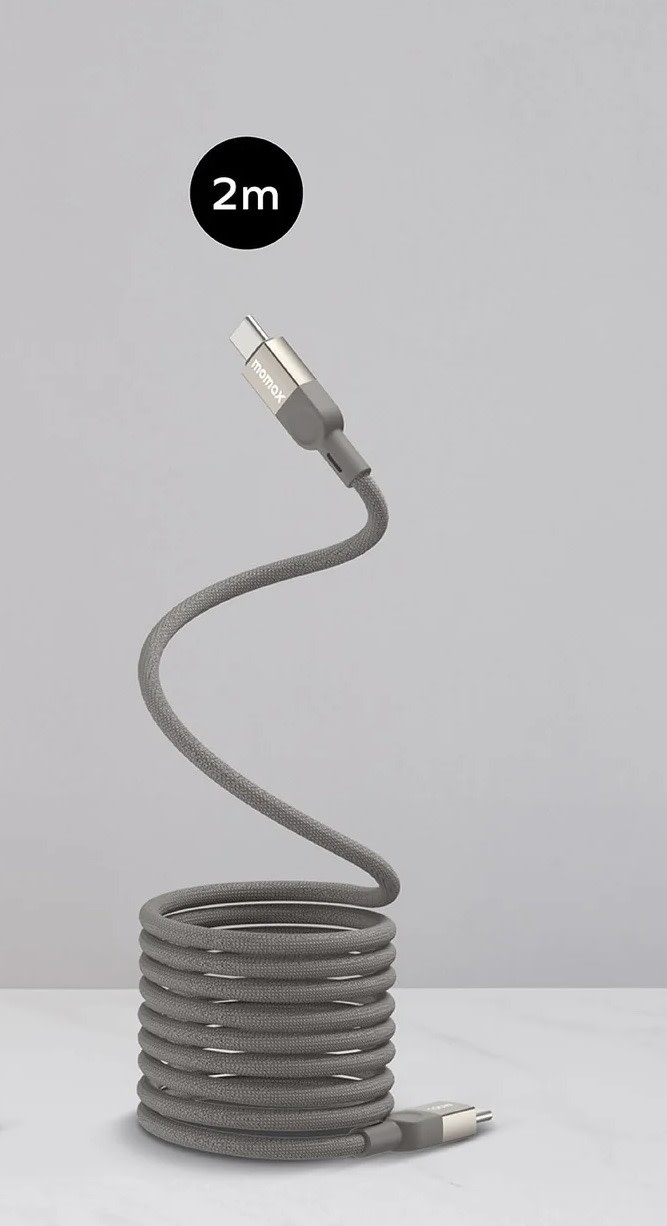 Momax MagLink Magnetic USB-C to USB-C Cable 100W Cable 2M - Titanium