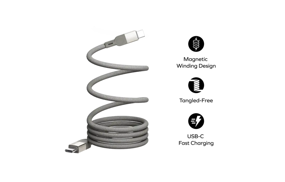 Momax MagLink Magnetic USB-C to USB-C Cable 100W Cable 2M - Titanium