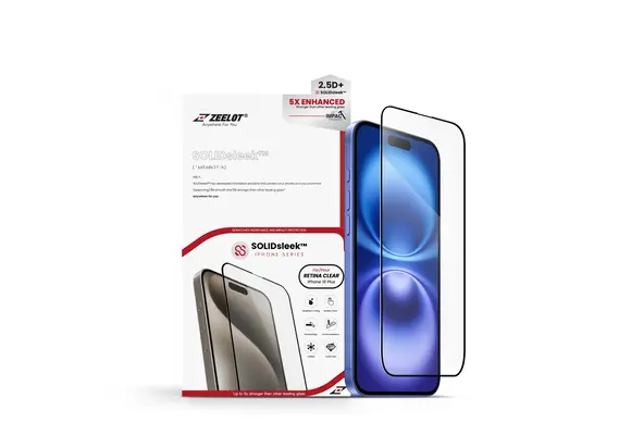 Zeelot 2.5D+ Solidsleek Screen Protector for iPhone 16  Plus - Retina Clear