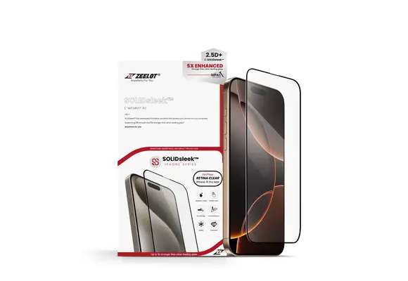 Zeelot 2.5D+ Solidsleek Screen Protector for iPhone 16 Pro Max - Retina Clear