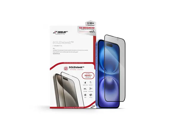 Zeelot 2.5D+ Solidsleek Screen Protector for iPhone 16 - Privacy