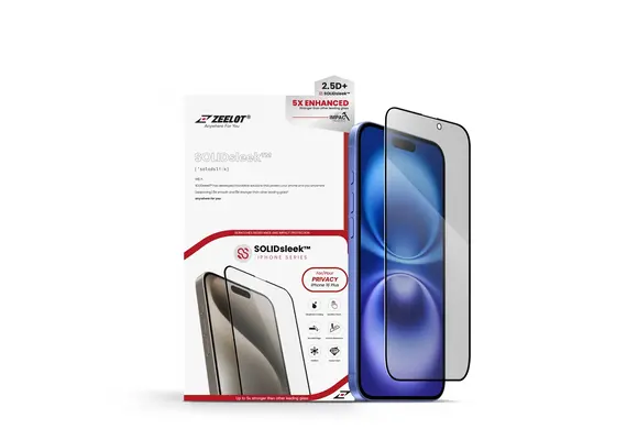 Zeelot 2.5D+ Solidsleek Screen Protector for iPhone 16 Plus - Privacy