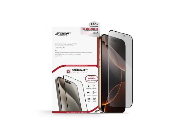 Zeelot 2.5D+ Solidsleek Screen Protector for iPhone 16 Pro Max - Privacy