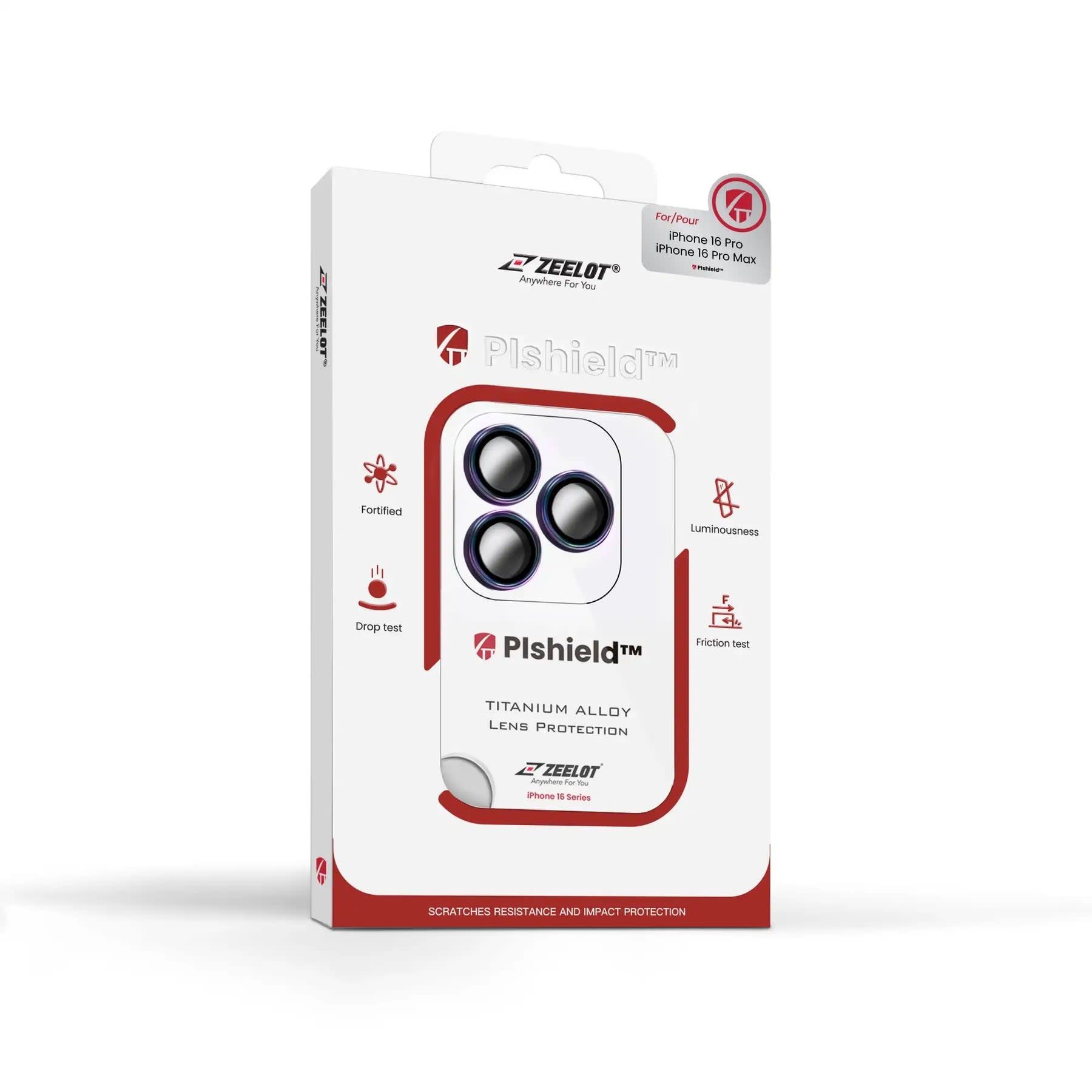 Zeelot Pishield Titanium Alloy Lens Protector for iPhone 16 Pro / 16 Pro Max - Iridescent