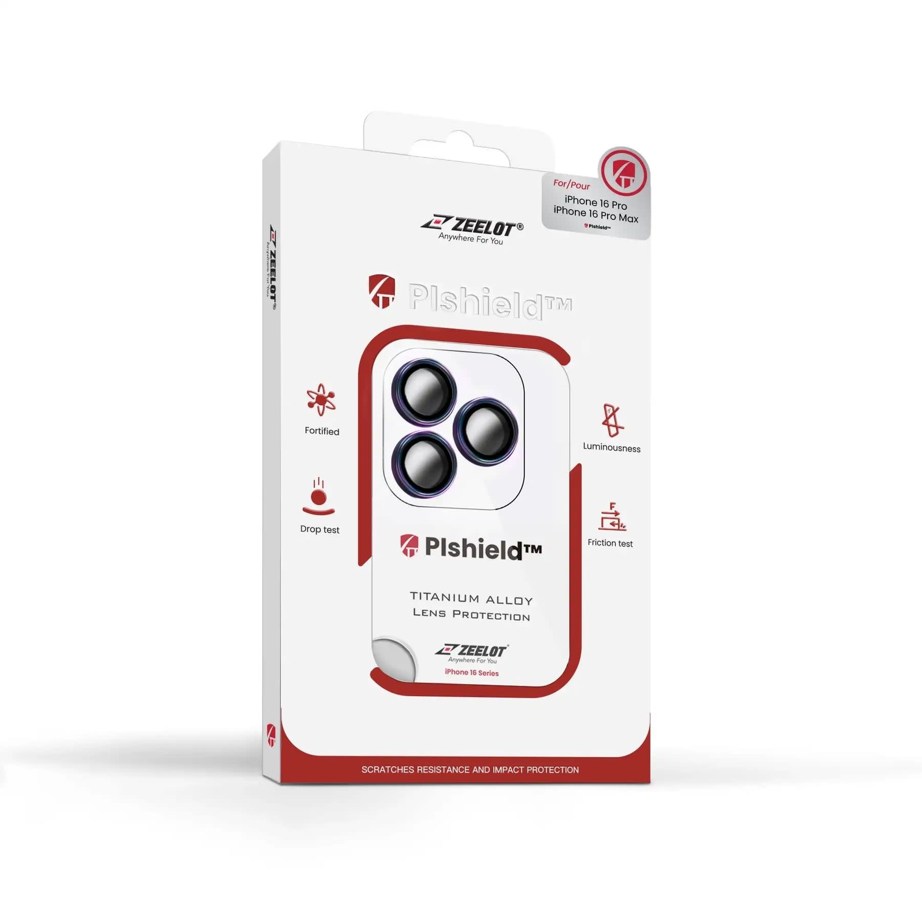 Zeelot Pishield Titanium Alloy Lens Protector for iPhone 16 Pro / 16 Pro Max - Iridescent