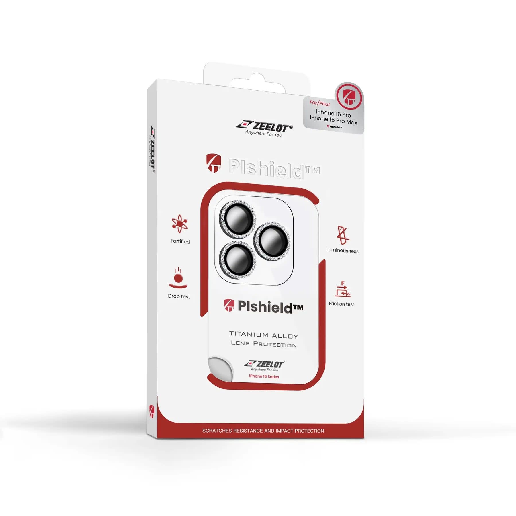 Zeelot Pishield Titanium Alloy Lens Protector for iPhone 16 Pro / 16 Pro Max - Diamond