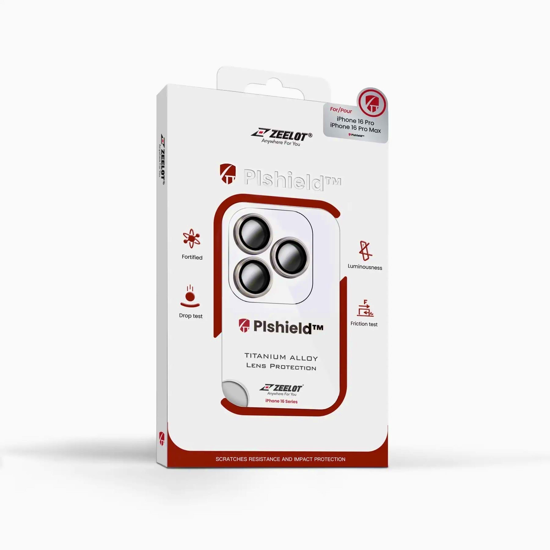 Zeelot Pishield Titanium Alloy Lens Protector for iPhone 16 Pro / 16 Pro Max - Natural