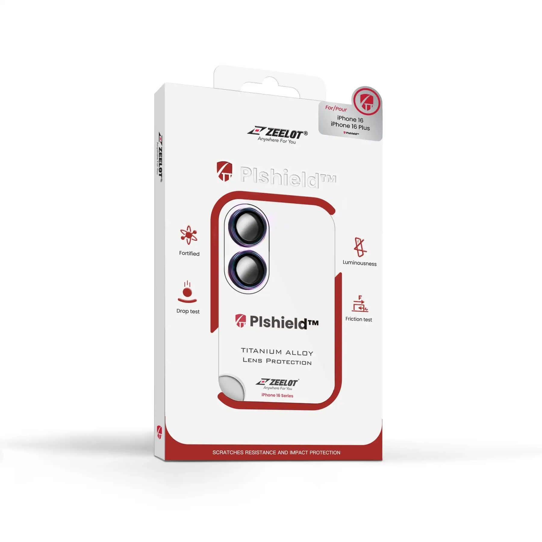 Zeelot Pishield Titanium Alloy Lens Protector for iPhone 16 / 16 Plus - Iridescent