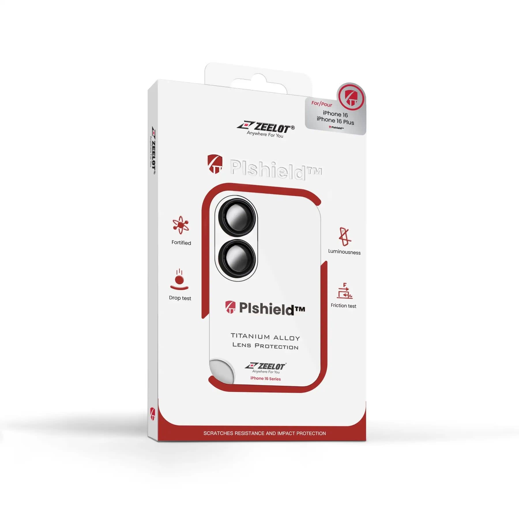 Zeelot Pishield Titanium Alloy Lens Protector for iPhone 16 / 16 Plus - Black