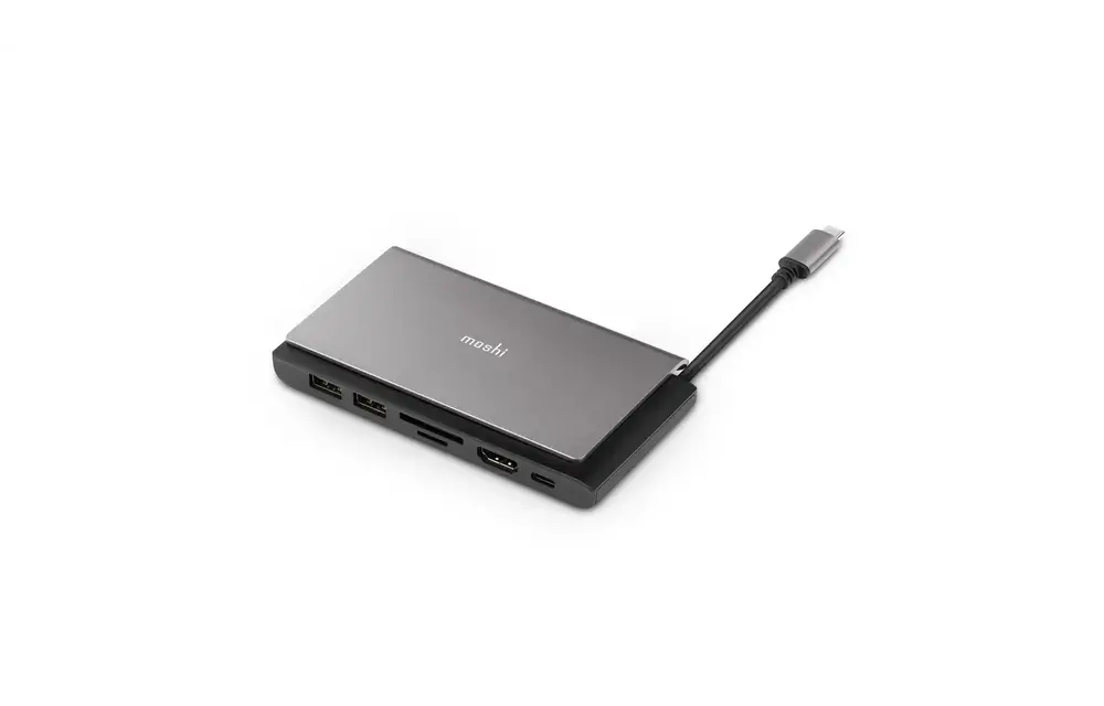 Moshi Symbus Mini 7-in-1 portable USB-C hub with Gigabit Ethernet port - Titanium Gray