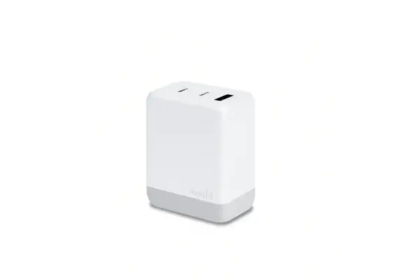Moshi Rewind 3-Port USB-A and USB-C PD GaN Charger 65W with folding UK Plug  - White
