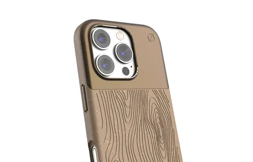 Atom Studios Split Wood Fiber MagSafe Case for iPhone 16 Pro - Taupe Wood