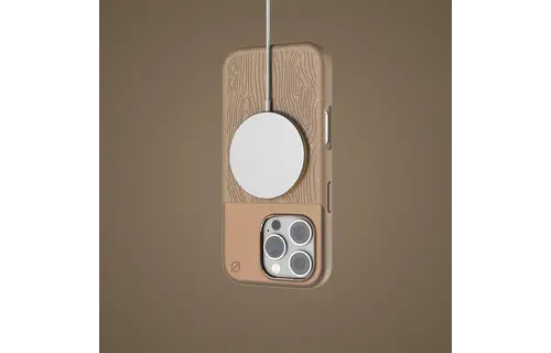 Atom Studios Split Wood Fiber MagSafe Case for iPhone 16 Pro - Taupe Wood