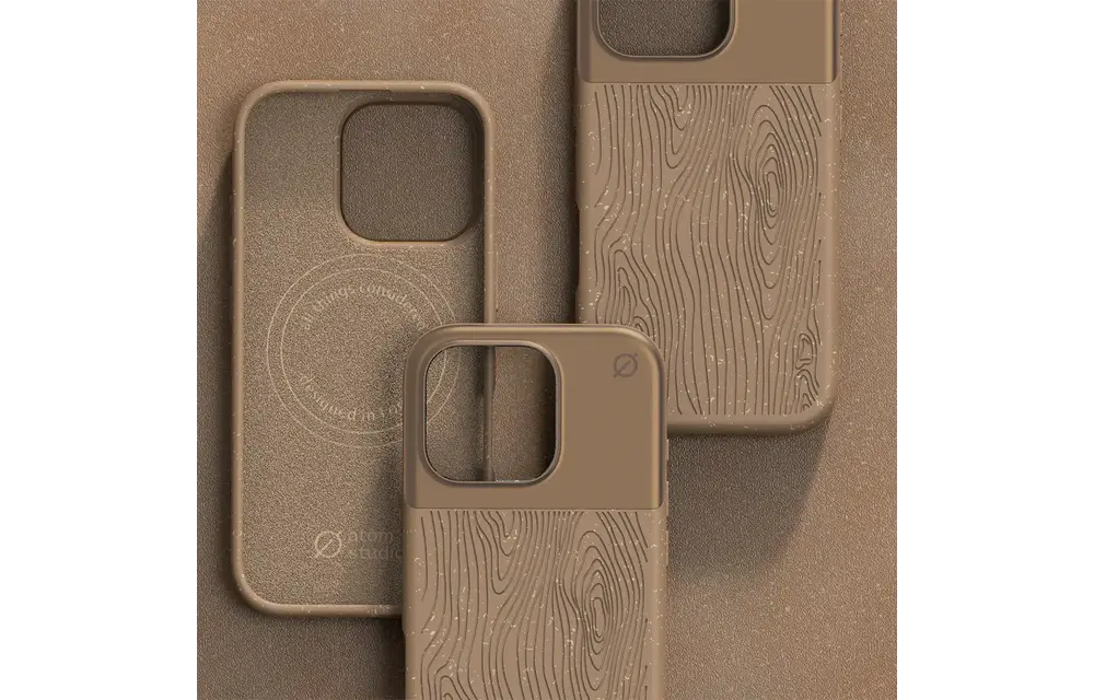 Atom Studios Split Wood Fiber MagSafe Case for iPhone 16 Pro Max - Taupe Wood