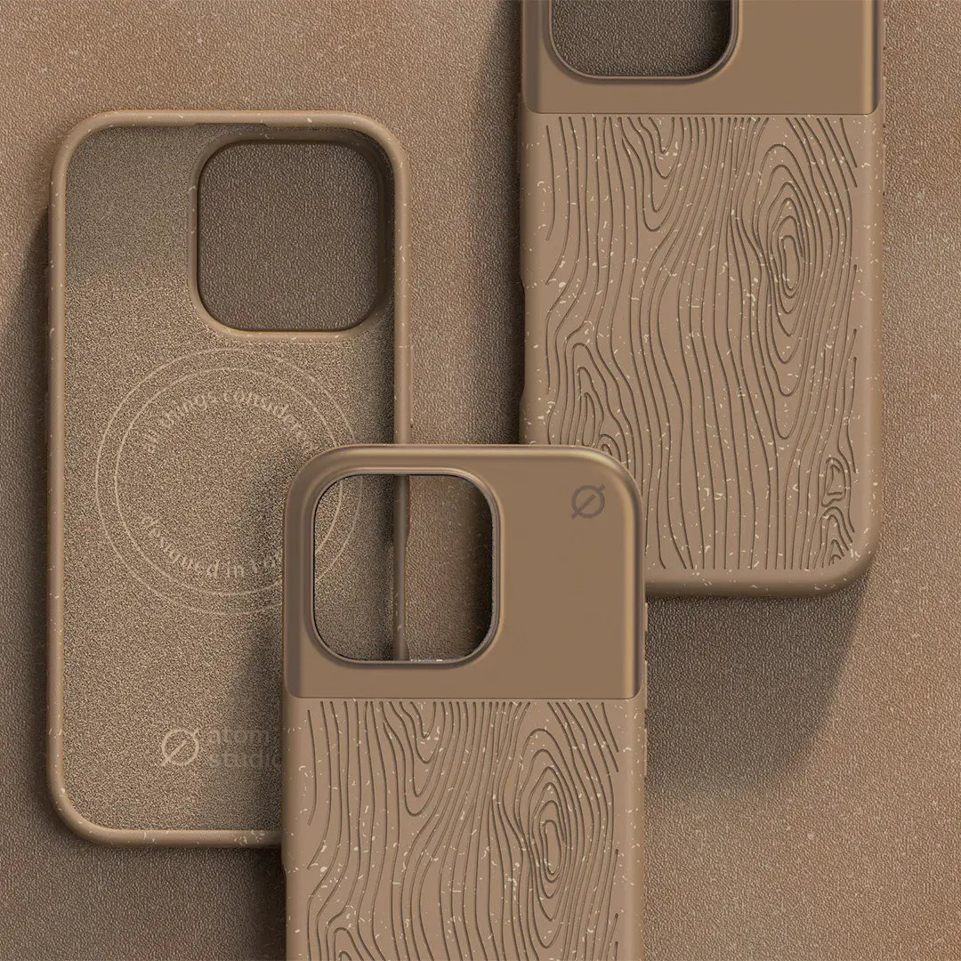 Atom Studios Split Wood Fiber MagSafe Case for iPhone 16 Pro Max - Taupe Wood