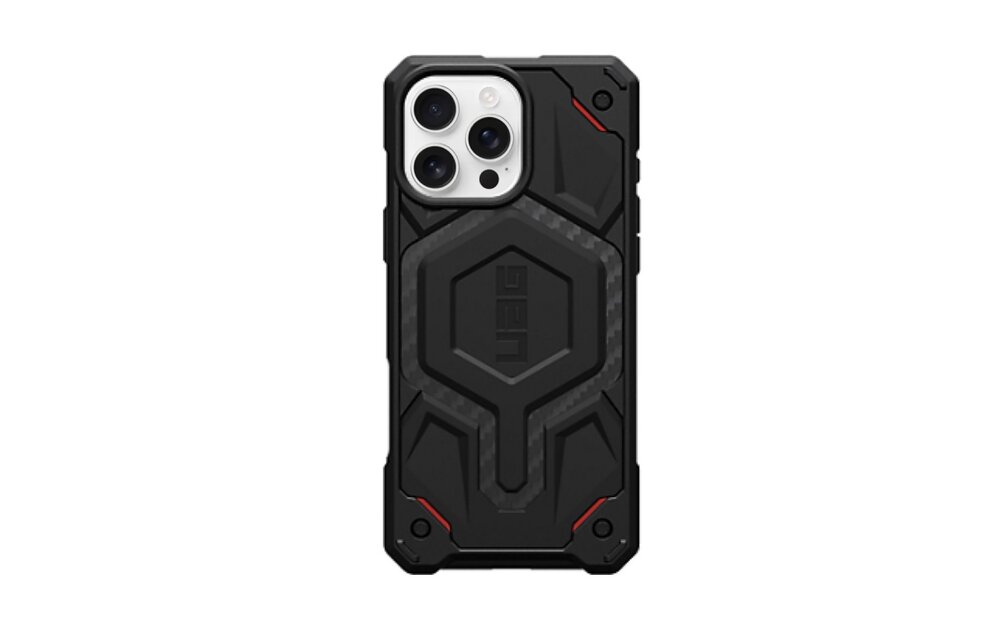 UAG Monarch Pro MagSafe Case for iPhone 16 Pro - Carbon Fiber Red Accent