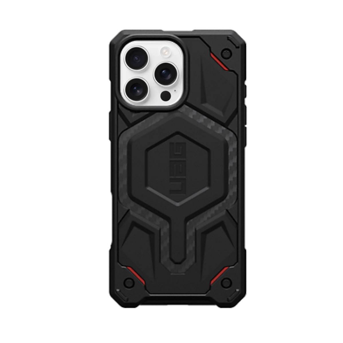 UAG Monarch Pro MagSafe Case for iPhone 16 Pro - Carbon Fiber Red Accent