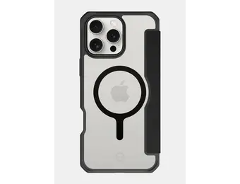 ITSKINS Hybrid R Leather Folio MagSafe Case for iPhone 16 Pro Max - Black