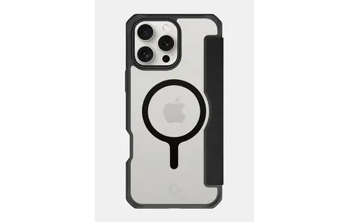 ITSKINS Hybrid R Leather Folio MagSafe Case for iPhone 16 Pro Max - Black