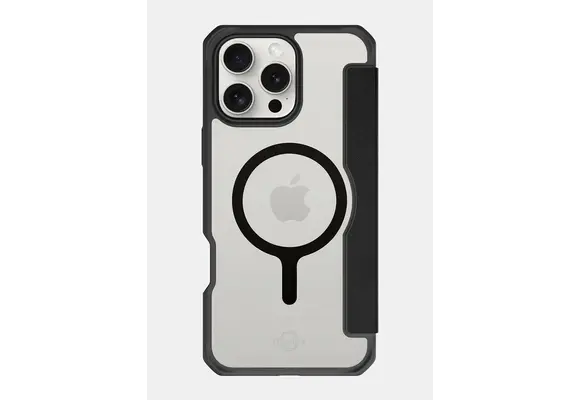 ITSKINS Hybrid R Leather Folio MagSafe Case for iPhone 16 Pro Max - Black