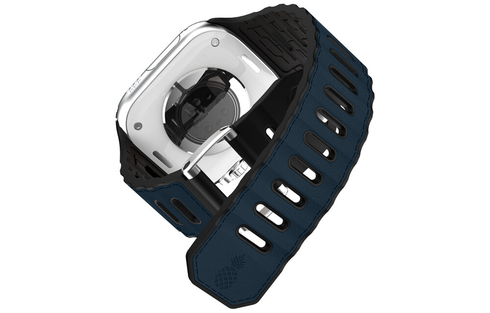 ITSKINS Ballistic R Lux Pineapple leather  Band  for Apple Watch 42/44/45/46/49mm - Navy Blue