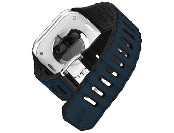 ITSKINS Ballistic R Lux Pineapple leather  Band  for Apple Watch 42/44/45/46/49mm - Navy Blue