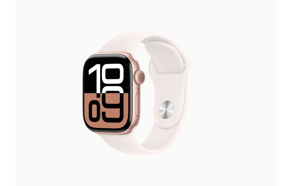 Apple Watch Series 10 GPS, 42mm Aluminium Case with Light Blush Sport Band M/S - Rose Gold