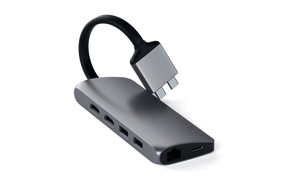 Satechi Type-C Dual Multimedia Adapter with Dual 4K HDMI - Space Gray