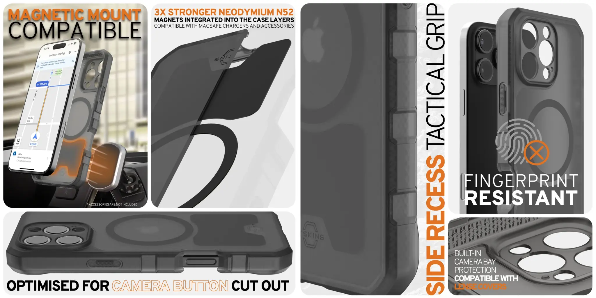 ITSKINS Vault R Frost Megnetic with MagSafe Case for iPhone 16 Pro Max - Grey Black