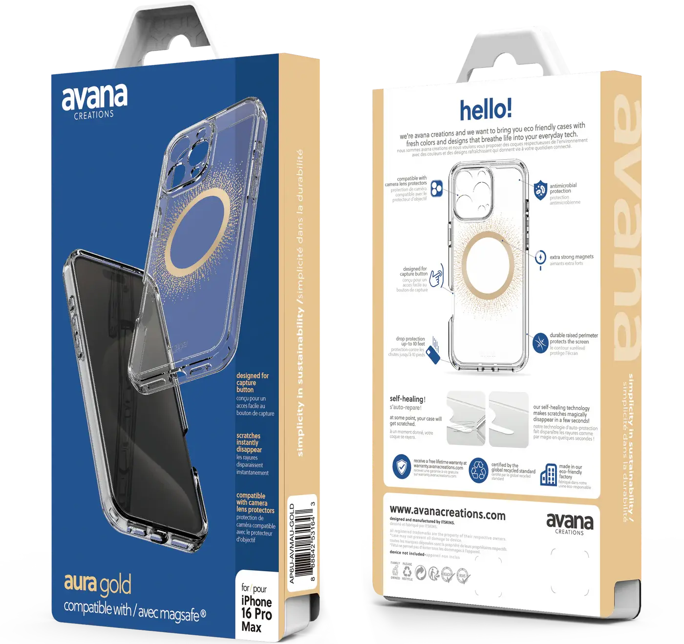 Avana aura MagSafe Case for iPhone 16 Pro Max - Clear Gold