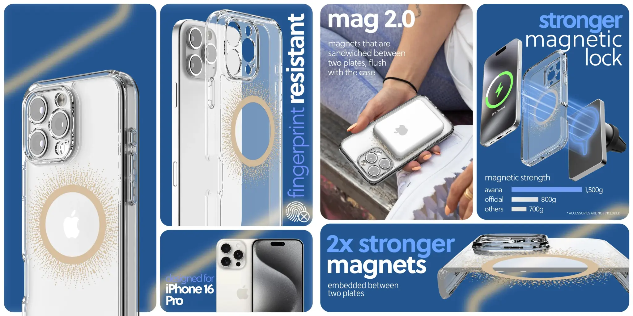 Avana aura MagSafe Case for iPhone 16 Pro Max - Clear Gold