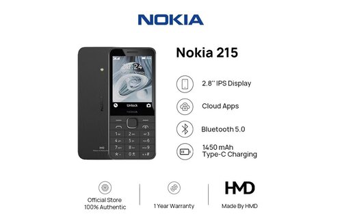 Nokia 215 4G Dual Sim keyboard Phone  2.8" Display - Black